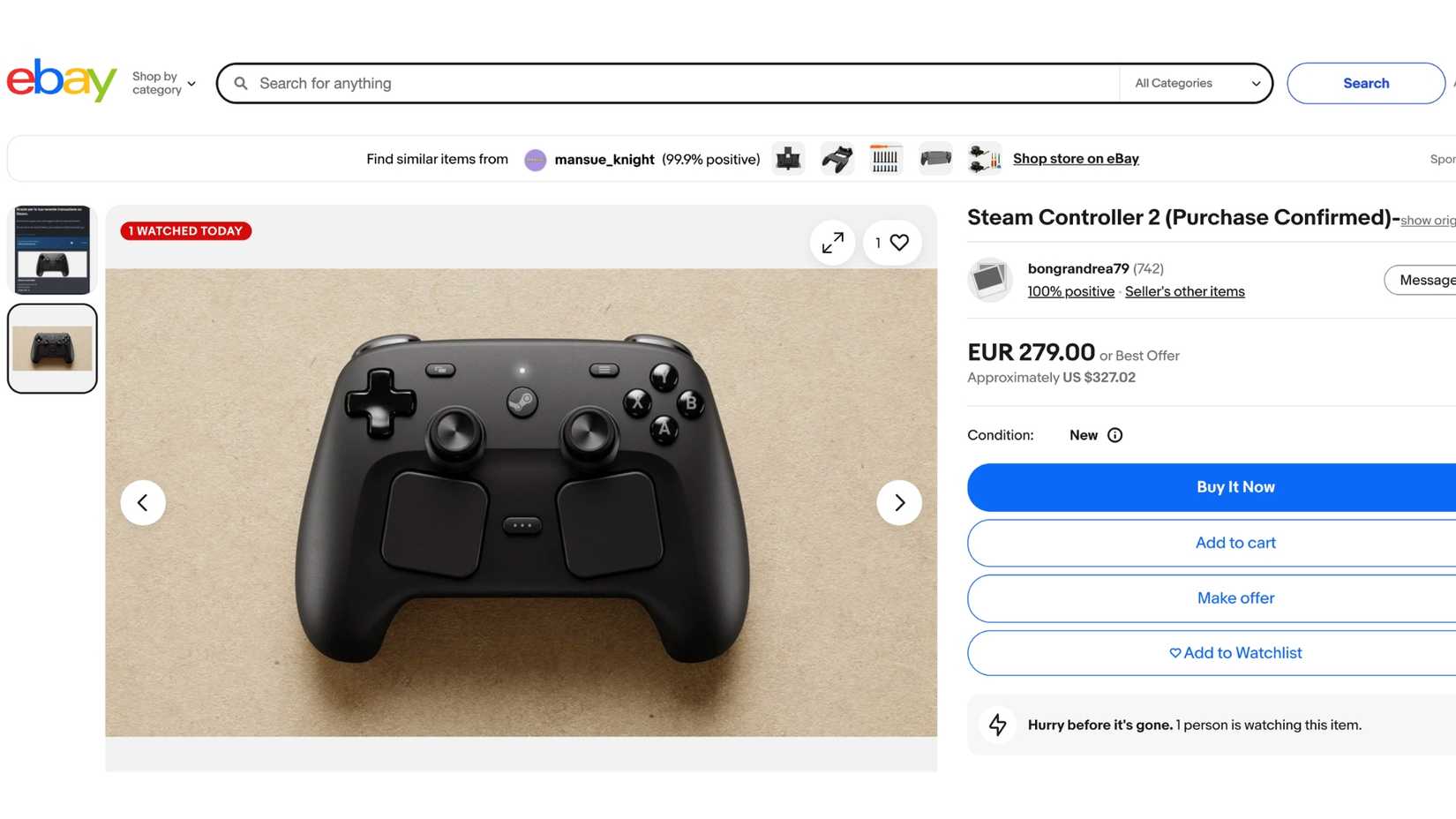 Novo Steam Controller esgota em minutos e já aparece no eBay por até US$ 330 - Imagem do artigo original
