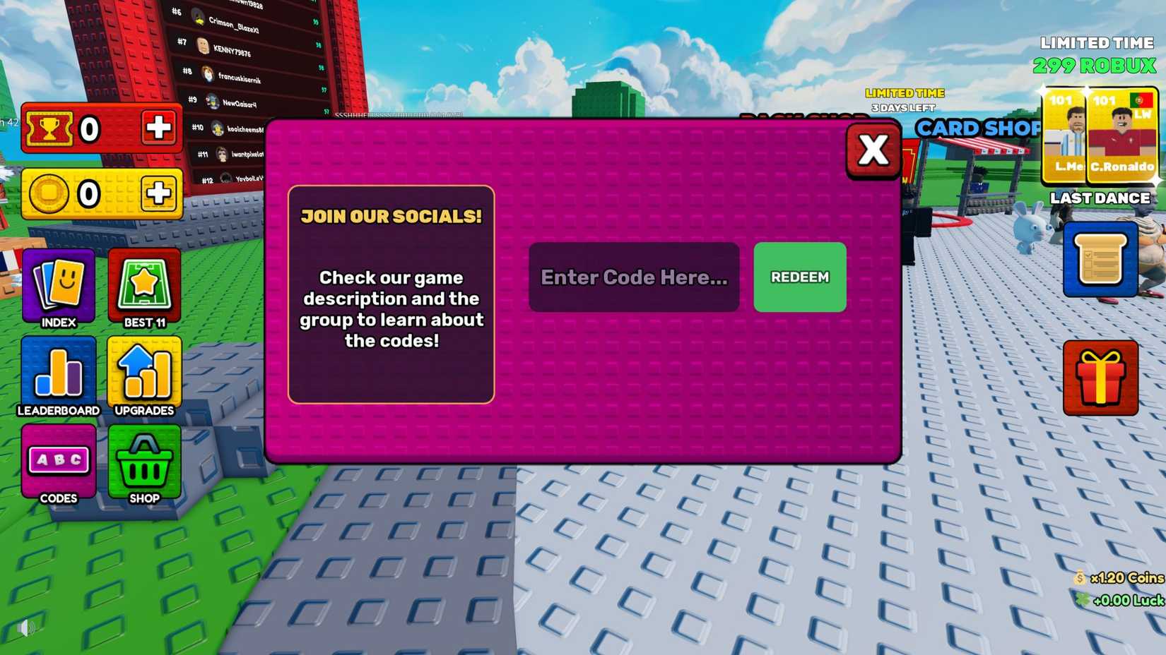 Códigos gratuitos para o jogo Win A World Championship no Roblox: como aproveitar as recompensas especiais