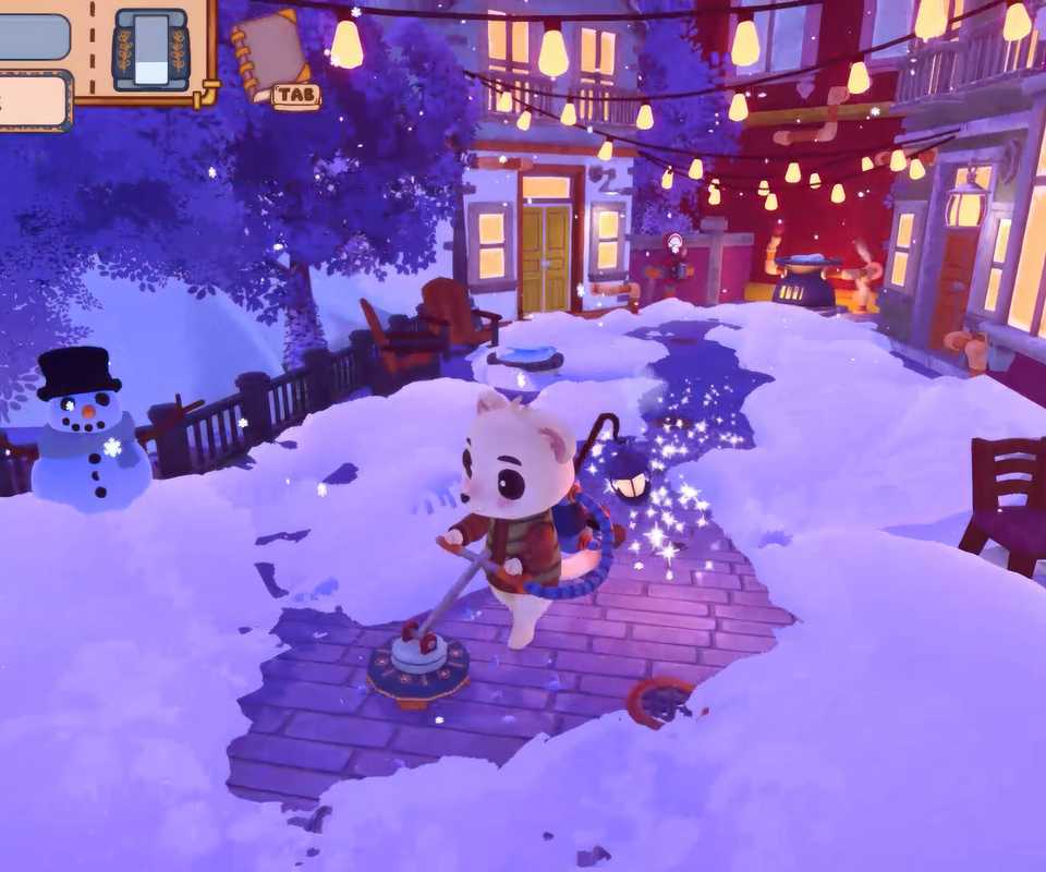 Winter Whiskers: jogo de inverno no estilo Animal Crossing com jogabilidade de limpeza de neve