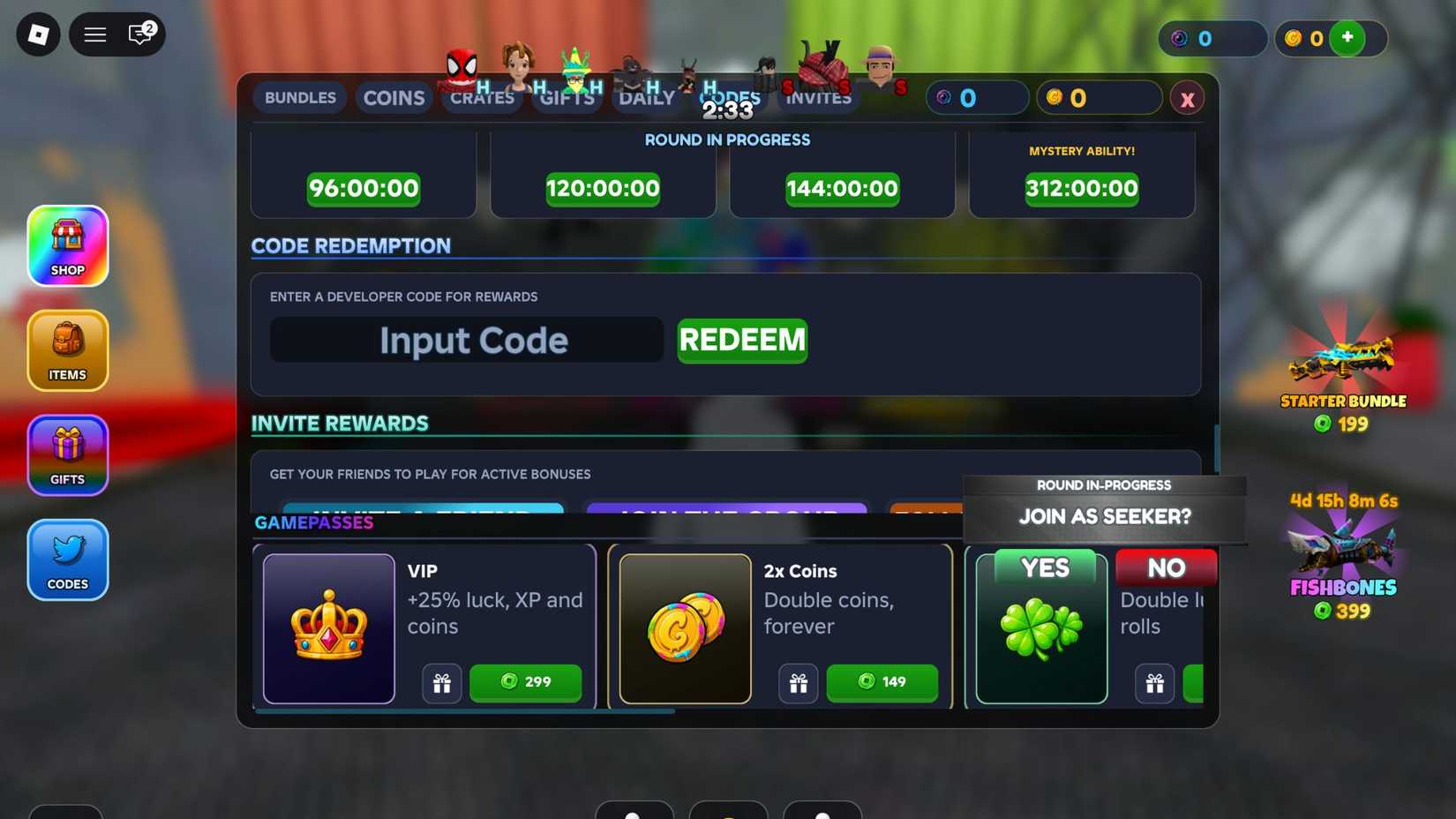 Códigos gratuitos para ganhar Ink e Coins no jogo Chameleon do Roblox