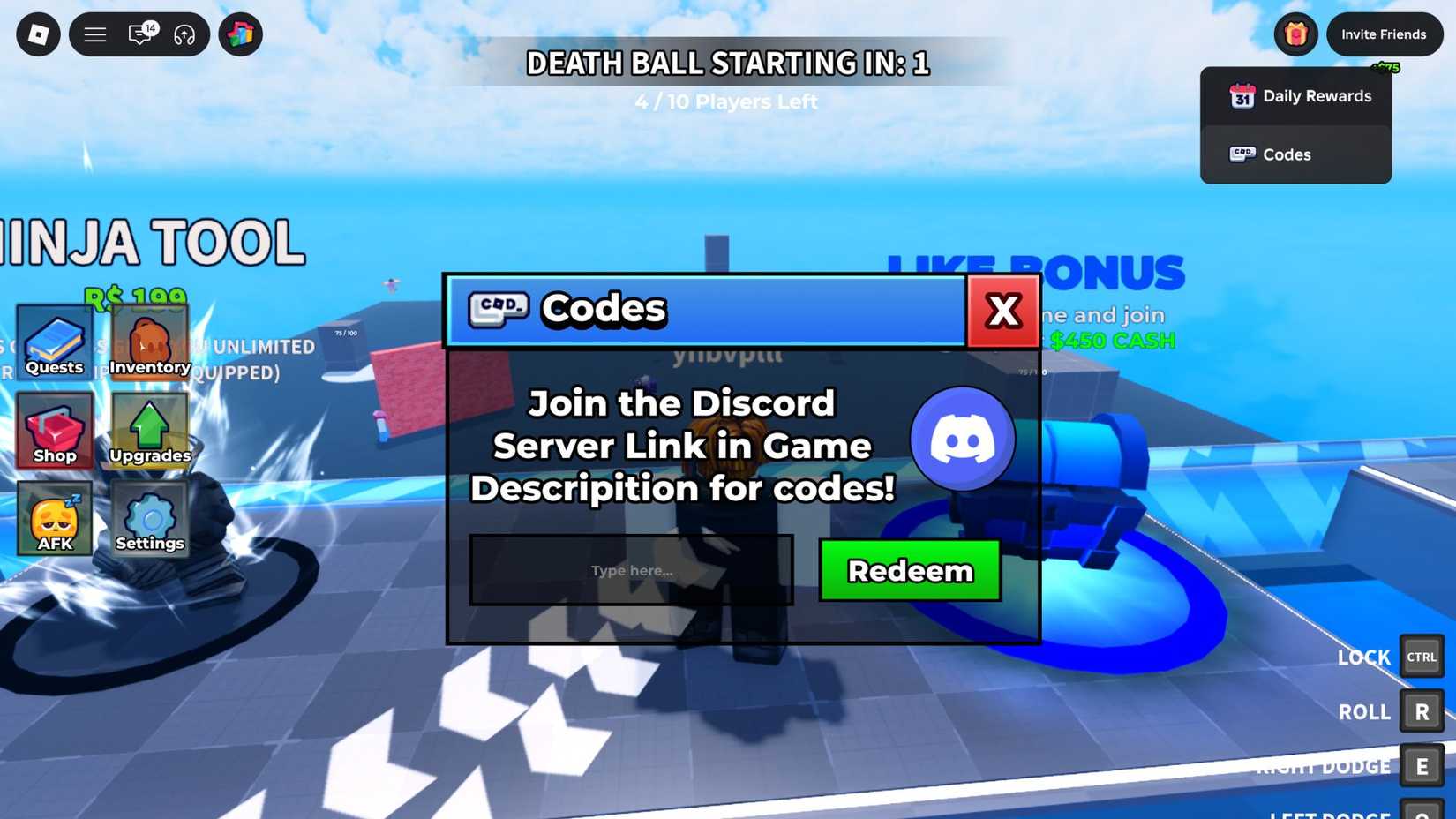 Redeem de códigos gratuitos em Dodge or Die no Roblox aumenta suas chances de sobrevivência